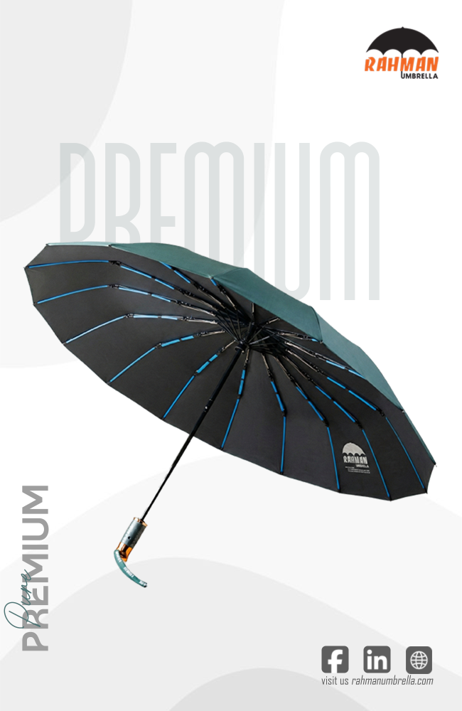Rahman Classic Automatic Umbrella – Black, Windproof - 01