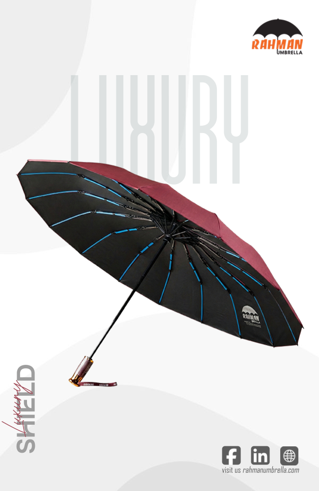 Rahman Classic Automatic Umbrella – Black, Windproof - 02