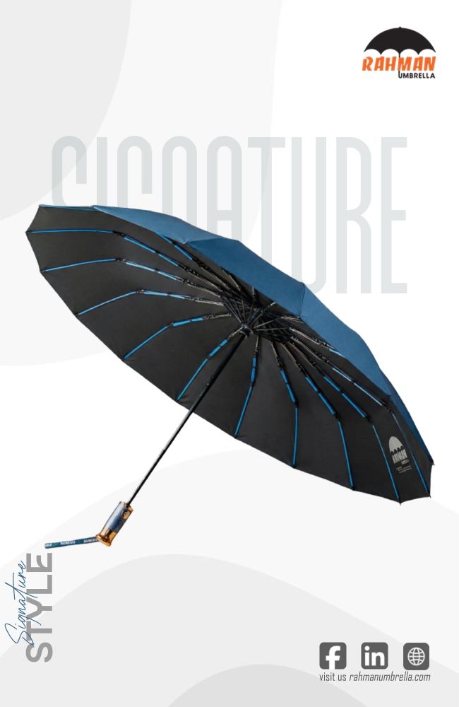 Rahman Classic Automatic Umbrella – Black, Windproof - 03