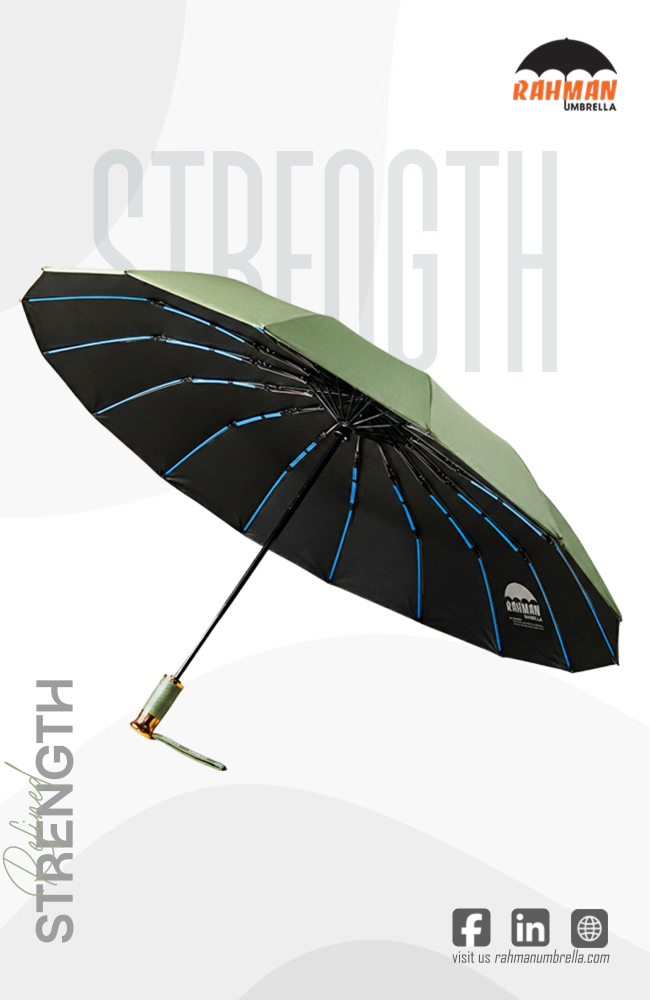 Rahman Classic Automatic Umbrella – Black, Windproof - 04