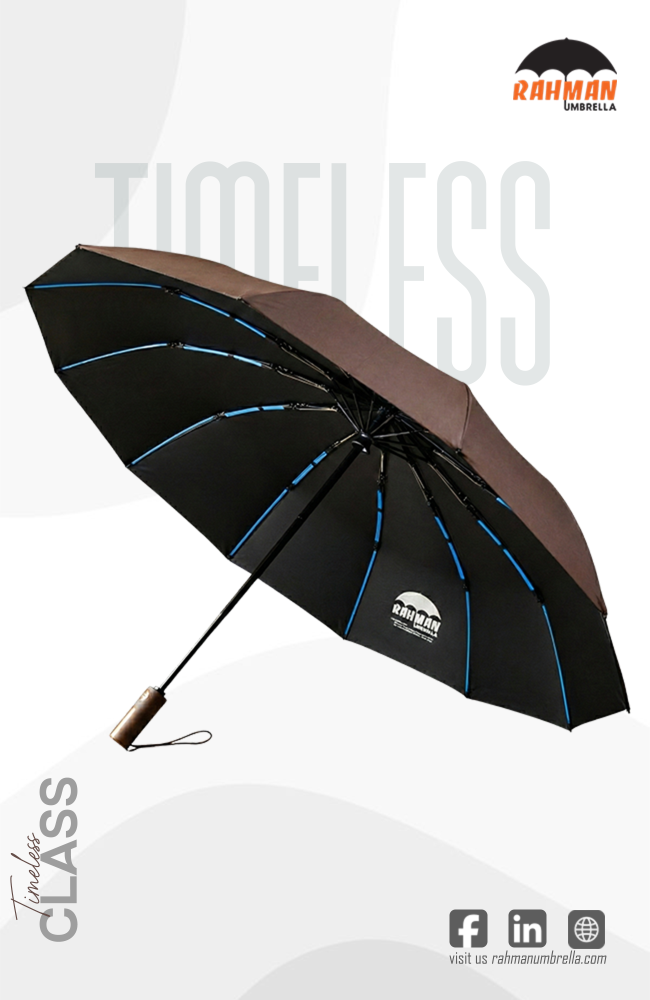 Rahman Classic Automatic Umbrella – Black, Windproof - 06