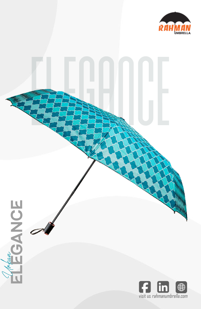 Rahman Umbrella Elegant Teal Pattern Folding Umbrella