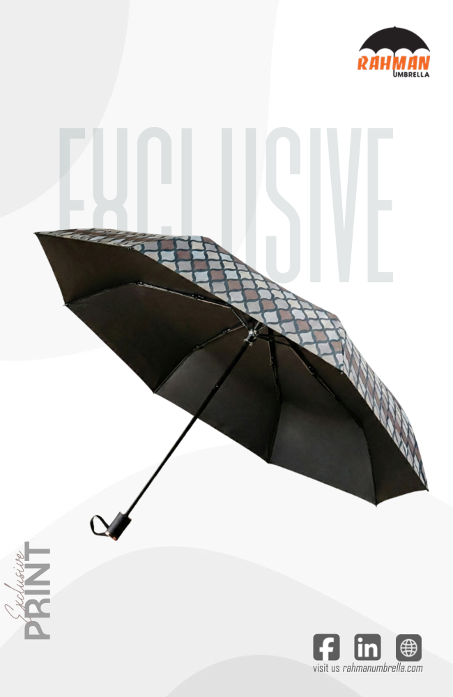 Rahman Umbrella Classic Brown Geometric Pattern Umbrella