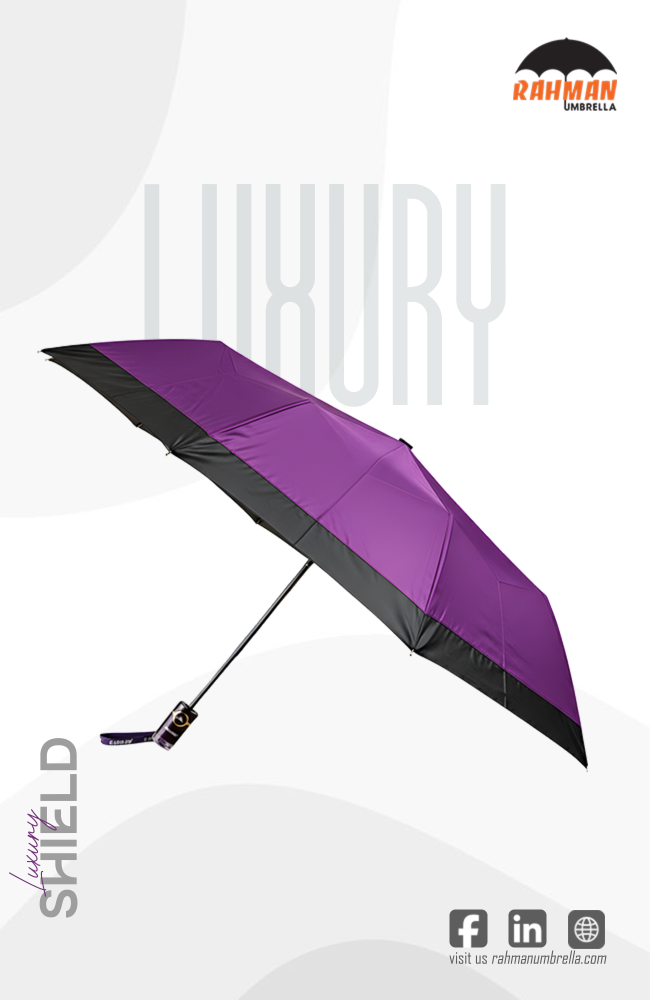 Rahman Classic Automatic Umbrella – Black, Windproof - 12