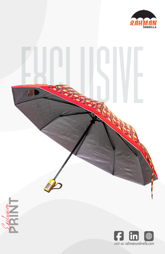 Rahman Premium Red & Gold Floral Design Umbrella