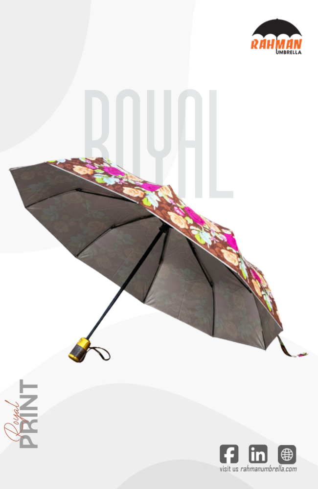 Rahman Elegant Floral Print Brown Umbrella