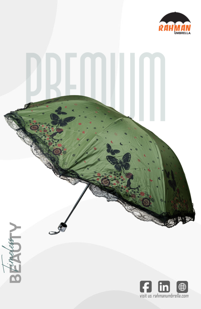 Rahman Elegant Butterfly Design Green Umbrella