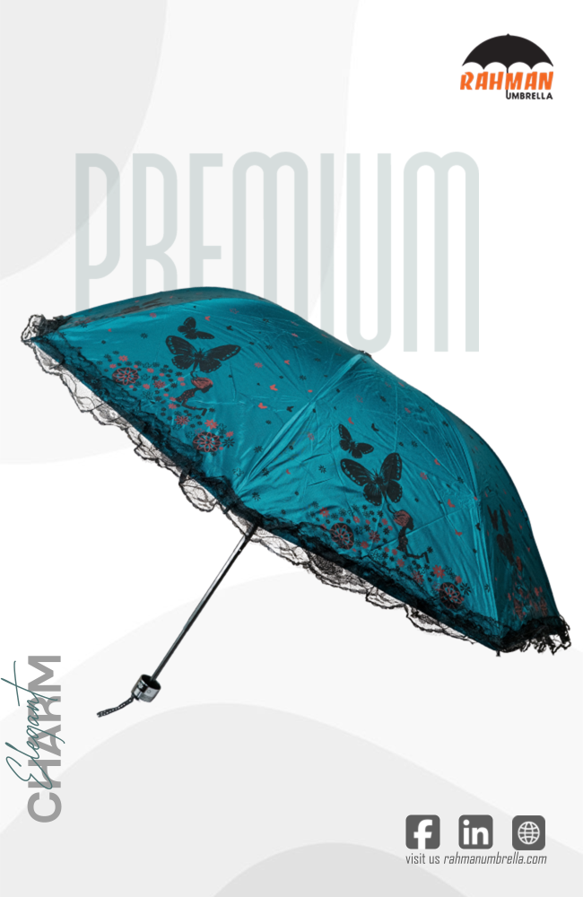 Rahman Stylish Butterfly Design Teal Umbrella