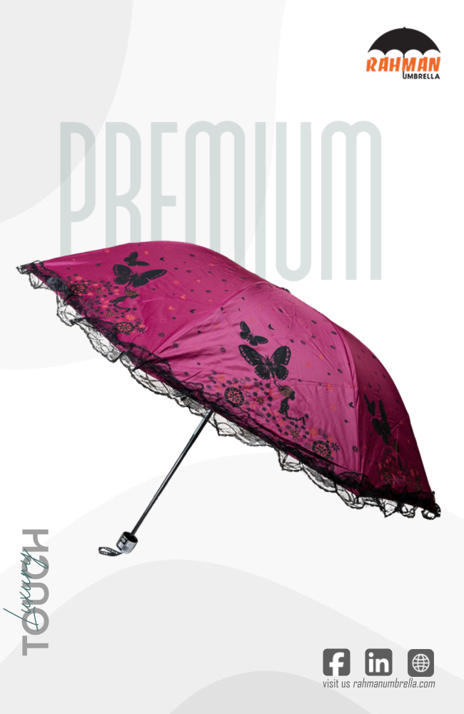 Rahman Stylish Pink Butterfly Design Umbrella