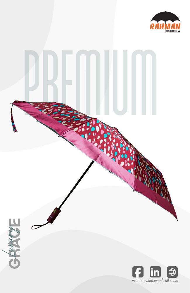 Rahman Umbrella Pink Raindrop Print Umbrella – Vibrant & Stylish Design