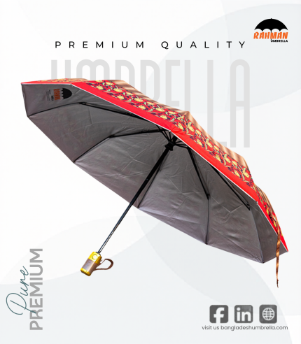 Rahman Premium Red & Gold Floral Design Umbrella