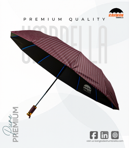 Rahman Umbrella Premium Maroon Pinstripe Umbrella