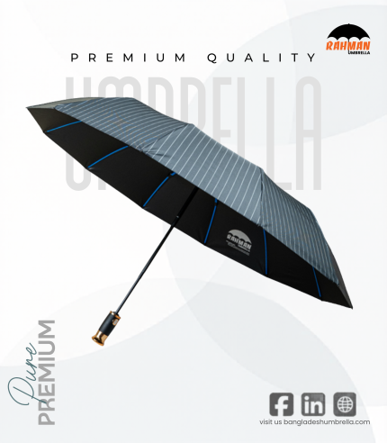 Rahman Umbrella Premium Dark Charcoal Pinstripe Umbrella