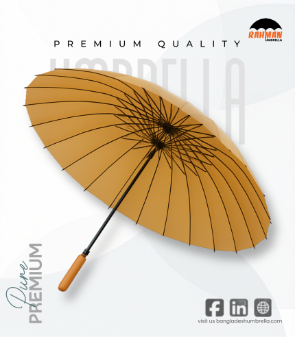 24 Ribs Heavy Duty Windproof Rahman Umbrella (Mustard Yellow)