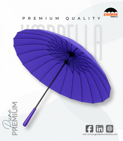 24 Ribs Heavy Duty Windproof Rahman Umbrella (Purple)