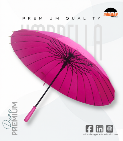 24 Ribs Heavy Duty Windproof Rahman Umbrella (Magenta)